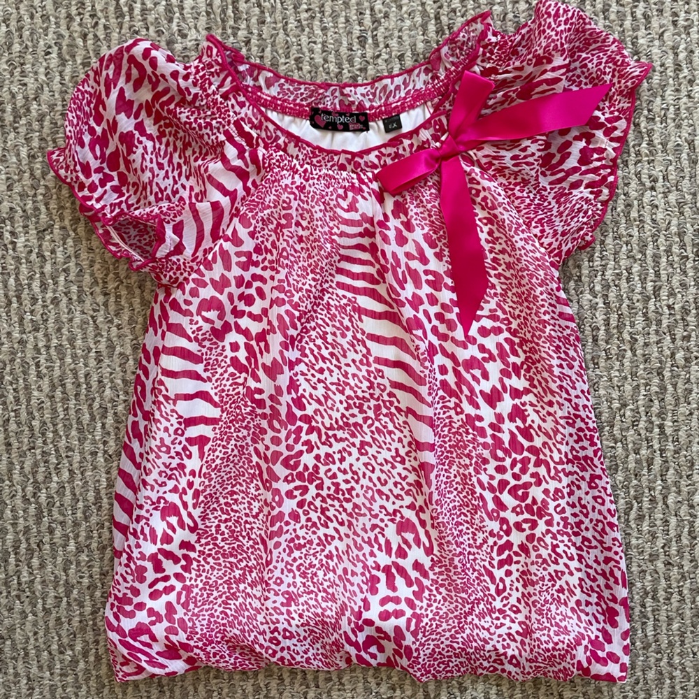 Tempted Pink Stripe and Leopard Print Chic top